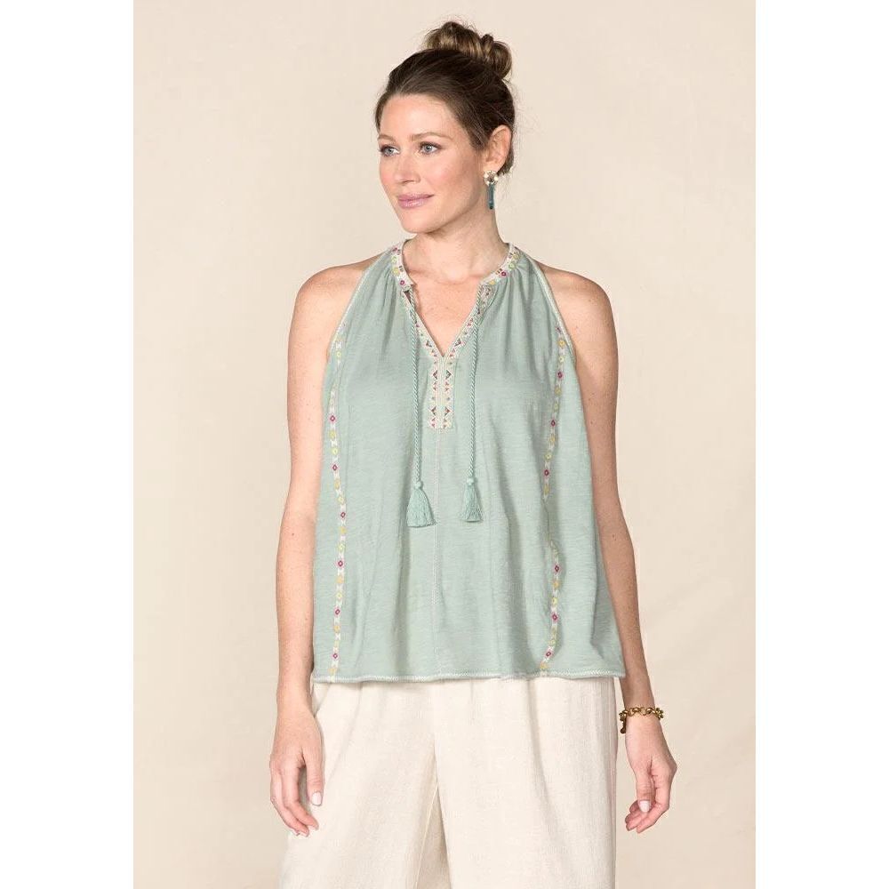 NWT Womens Matilda Jane Good Hart Kinsey Embroidered Tassel Tank Top - Sz L